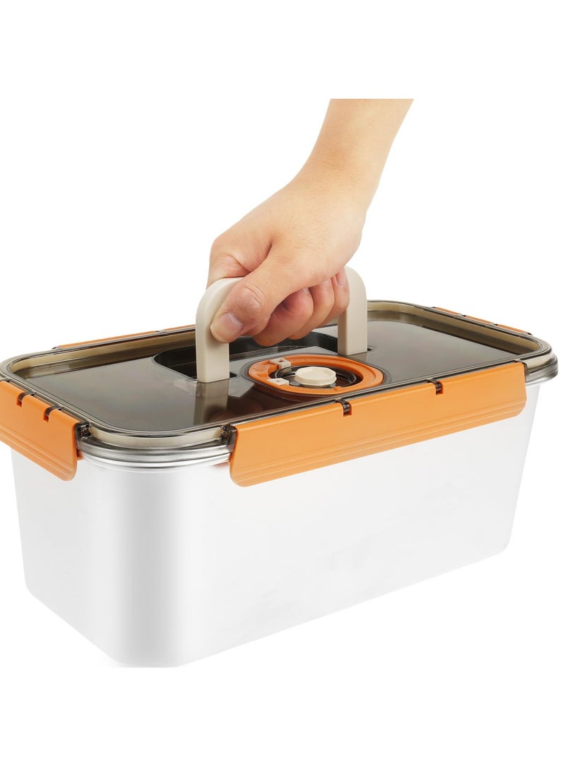 Excefore - Stainless Steel Bread Box with Lid, Time Recording Bread Keeper, 6000ml Rectangular Bread Saver, Reusable Meal Prep Containers for Home, Travel, Work, Party, Leftovers(Orange Buckle) - Image 1