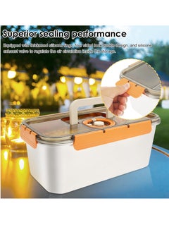 Excefore Stainless Steel Bread Box with Lid, Time Recording Bread Keeper, 6000ml Rectangular Bread Saver, Reusable Meal Prep Containers for Home, Travel, Work, Party, Leftovers(Orange Buckle)  - Image 3