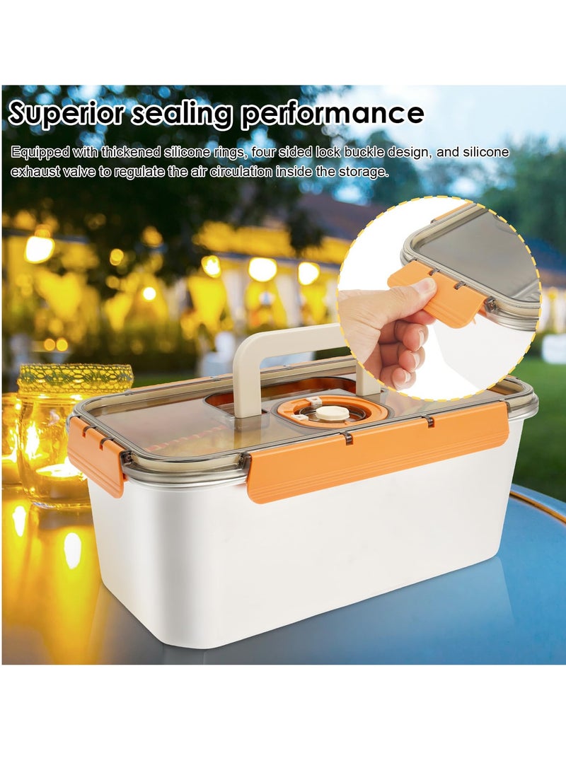 Excefore - Stainless Steel Bread Box with Lid, Time Recording Bread Keeper, 6000ml Rectangular Bread Saver, Reusable Meal Prep Containers for Home, Travel, Work, Party, Leftovers(Orange Buckle) - Image 1