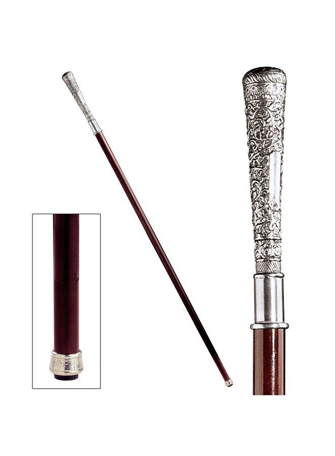 Design Toscano Bachelor Walking Stick, 89 cm, Pewter Handle and Hardwood Cane, Silver - Image 2