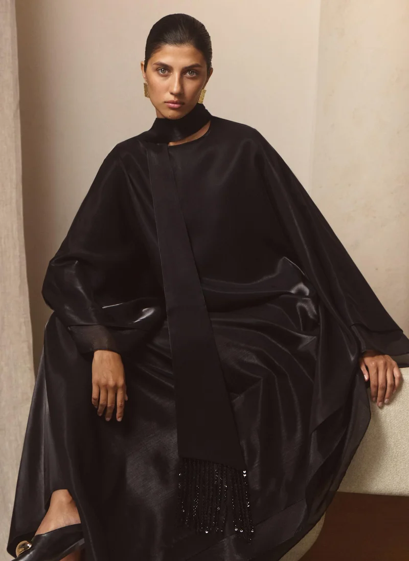 Lichi  Viscose maxi dress with matching wide scarf for Women | Best Price UAE