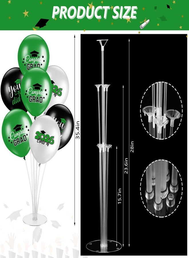 Relaxgiant 4 Set Graduation Party Balloon Stand Kits for Table Centerpieces Balloon Tables Holders with Congrats 2026 Graduation Party Decorations for School College Photo Props(Green) - Image 2