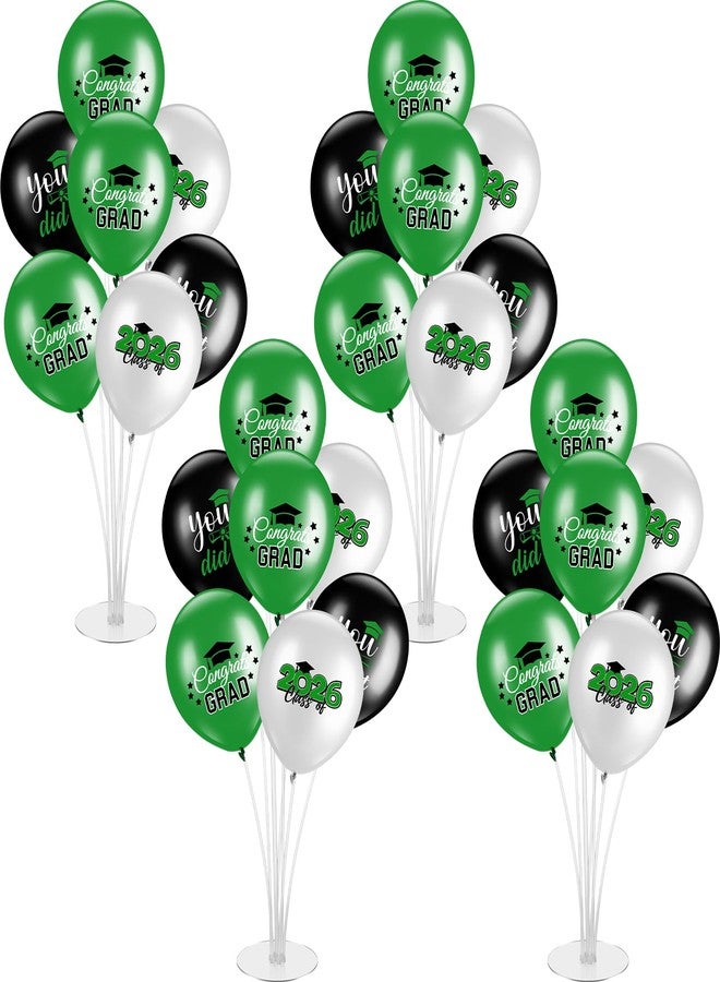 Relaxgiant 4 Set Graduation Party Balloon Stand Kits for Table Centerpieces Balloon Tables Holders with Congrats 2026 Graduation Party Decorations for School College Photo Props(Green) - Image 1