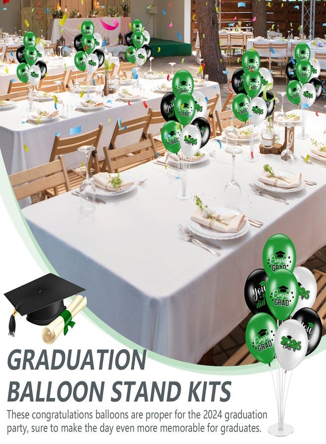 Relaxgiant 4 Set Graduation Party Balloon Stand Kits for Table Centerpieces Balloon Tables Holders with Congrats 2026 Graduation Party Decorations for School College Photo Props(Green) - Image 4