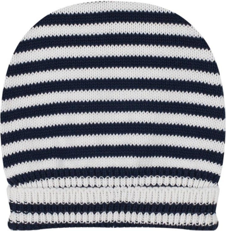 Antebies Navy Blue White Striped Knitted Children's Beanie 