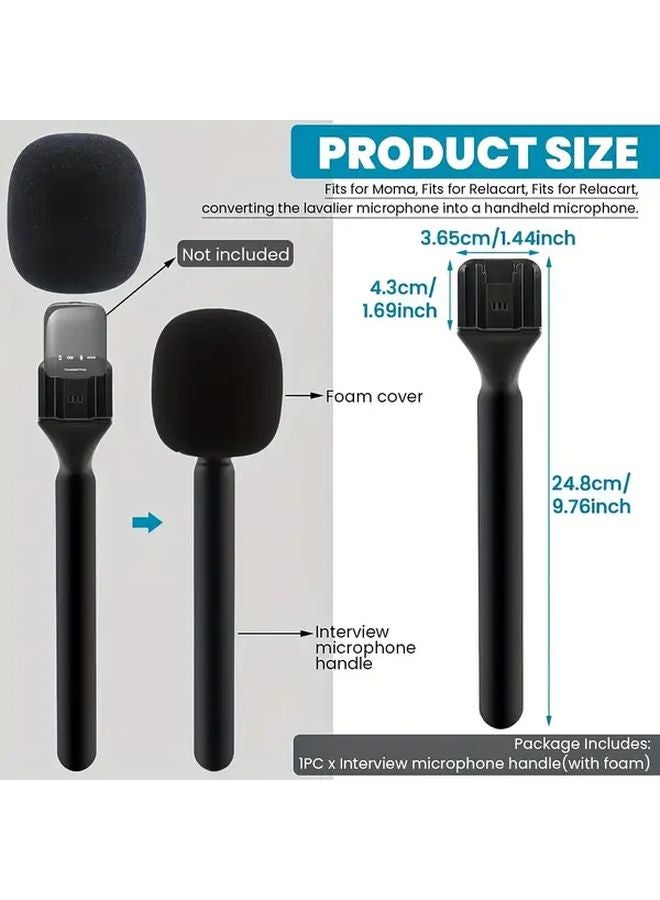 Universal Wireless Lavalier Microphone Handheld Stand With 2 Sponge Cover For Photography Interviews Recording - Image 3