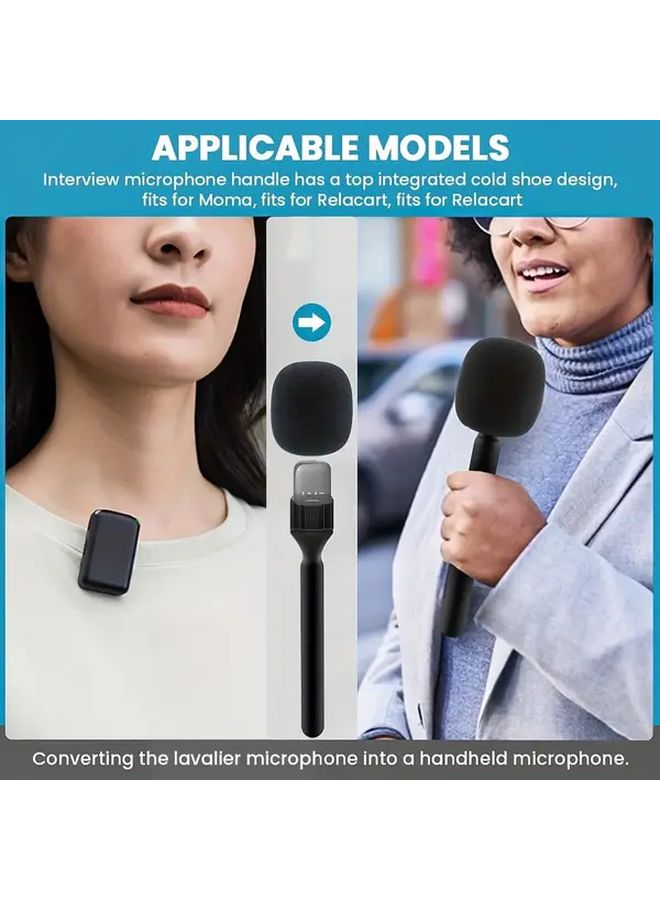 Universal Wireless Lavalier Microphone Handheld Stand With 2 Sponge Cover For Photography Interviews Recording - Image 5