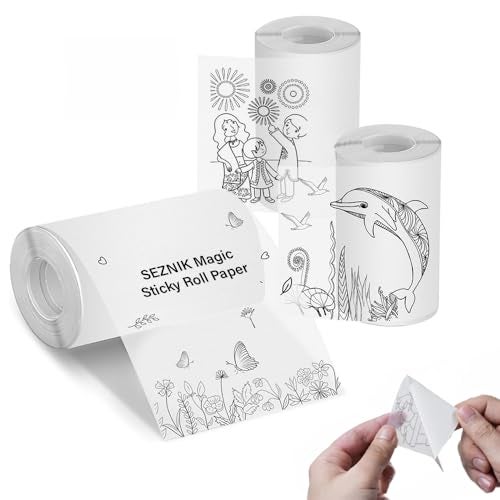 Seznik Magic Paper Translucent Self-Adhesive Thermal Paper Rolls | Continuous 57mm Width, 2-inch | Compatible with Most Mini Printers (Pack of 3 Rolls) - Image 1