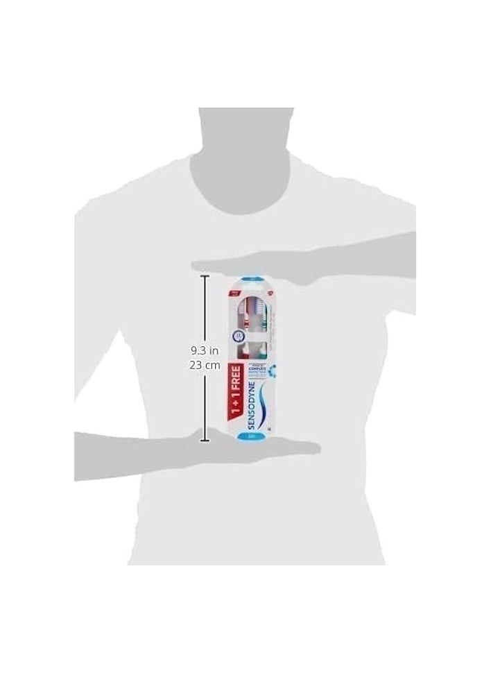 Sensodyne - Sensodyne Toothbrush for Sensitive Teeth, Advanced Complete Protection Brush with Soft Bristles, Pack of 2, Assorted Color - Image 1