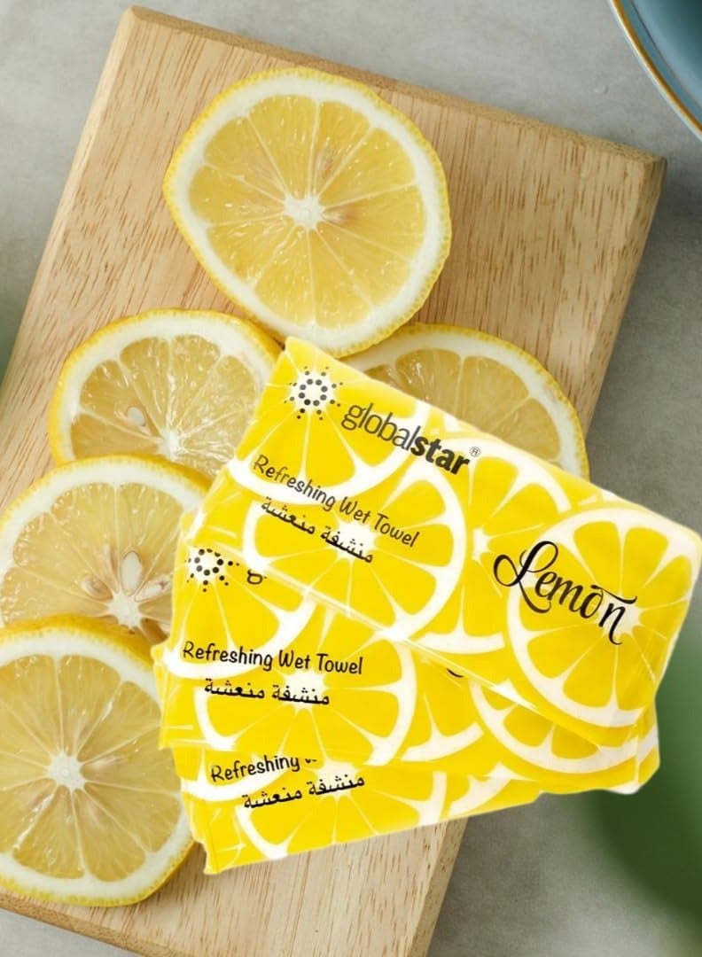 Globalstar Refreshing Wet Towels Lemon Scent – Premium Perfumed Cotton Towels for Hygiene and Freshness, Ideal for Daily Use - Image 3