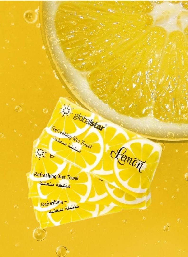 Globalstar Refreshing Wet Towels Lemon Scent – Premium Perfumed Cotton Towels for Hygiene and Freshness, Ideal for Daily Use - Image 2