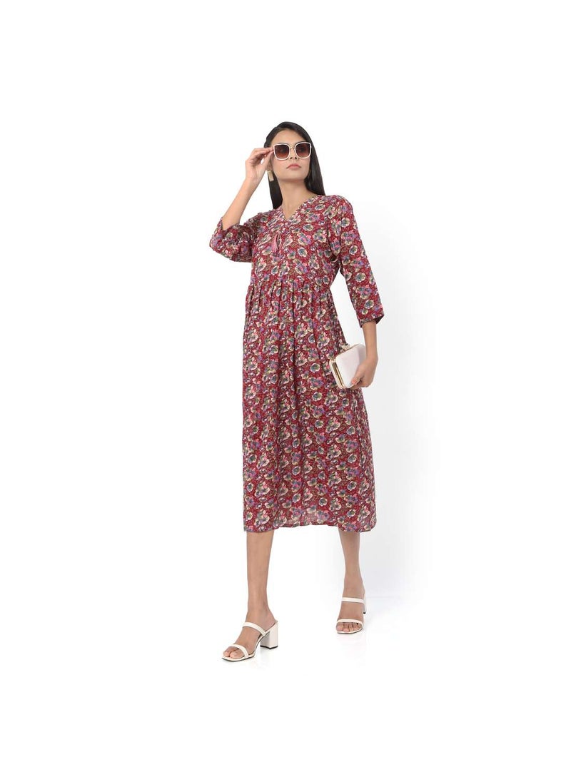 SOFT RAYON FLORAL PRINTED MARRON COLOUR SHORT CASUAL ARABIC KAFTAN JALABIYA DRESS - pzsku/Z887747EC1487B422928BZ/45/_/1707977382/c8591abc-f29e-4493-951e-308c0b7a9d99