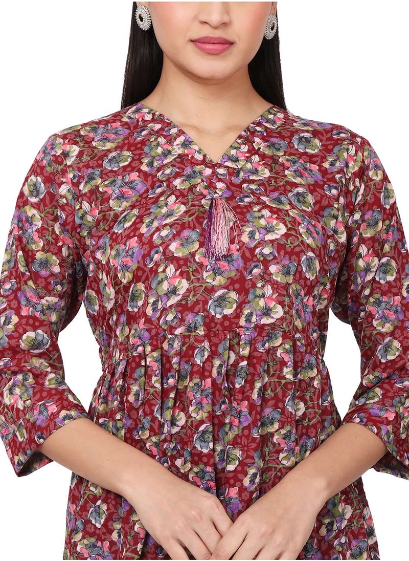 SOFT RAYON FLORAL PRINTED MARRON COLOUR SHORT CASUAL ARABIC KAFTAN JALABIYA DRESS - pzsku/Z887747EC1487B422928BZ/45/_/1707977385/a11d116b-de5c-4ca6-bbd3-10b4ac642201