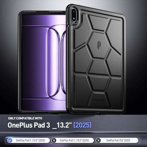 Poetic TurtleSkin Case for OnePlus Pad 3 13.2 inch (2025), Heavy Duty Shockproof Rugged Kids Friendly Drop Protection Silicone Cover Case, Black - Image 2