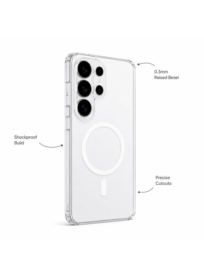 غطاء KUVETE لهاتف Samsung S26 Ultra، متوافق مع MagSafe، تصميم شفاف مقاوم للصدمات مع مغناطيس مدمج، يوفر حماية متكاملة للكاميرا مع الحفاظ على مظهر الهاتف الأصلي بأناقة عصرية - Image 2