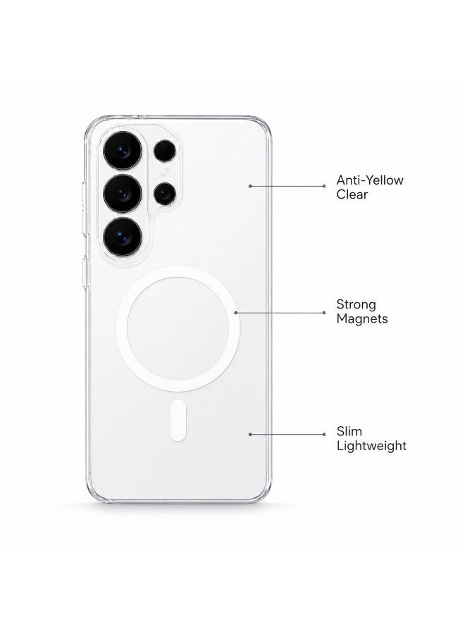 غطاء KUVETE لهاتف Samsung S26 Ultra، متوافق مع MagSafe، تصميم شفاف مقاوم للصدمات مع مغناطيس مدمج، يوفر حماية متكاملة للكاميرا مع الحفاظ على مظهر الهاتف الأصلي بأناقة عصرية - Image 4