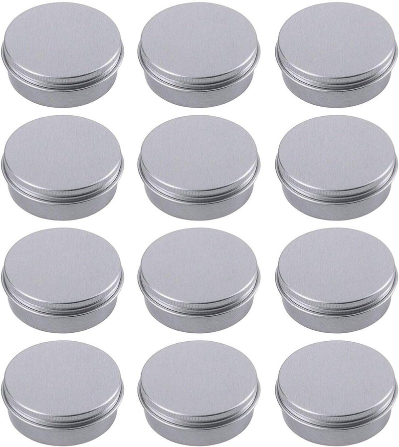 Hulless 1 Ounce Aluminum Tin Jar Refillable Containers 30ml Aluminum Screw Lid Round Tin Container Bottle for Cosmetic,Lip Balm, Cream, 12 Pack. - Image 1