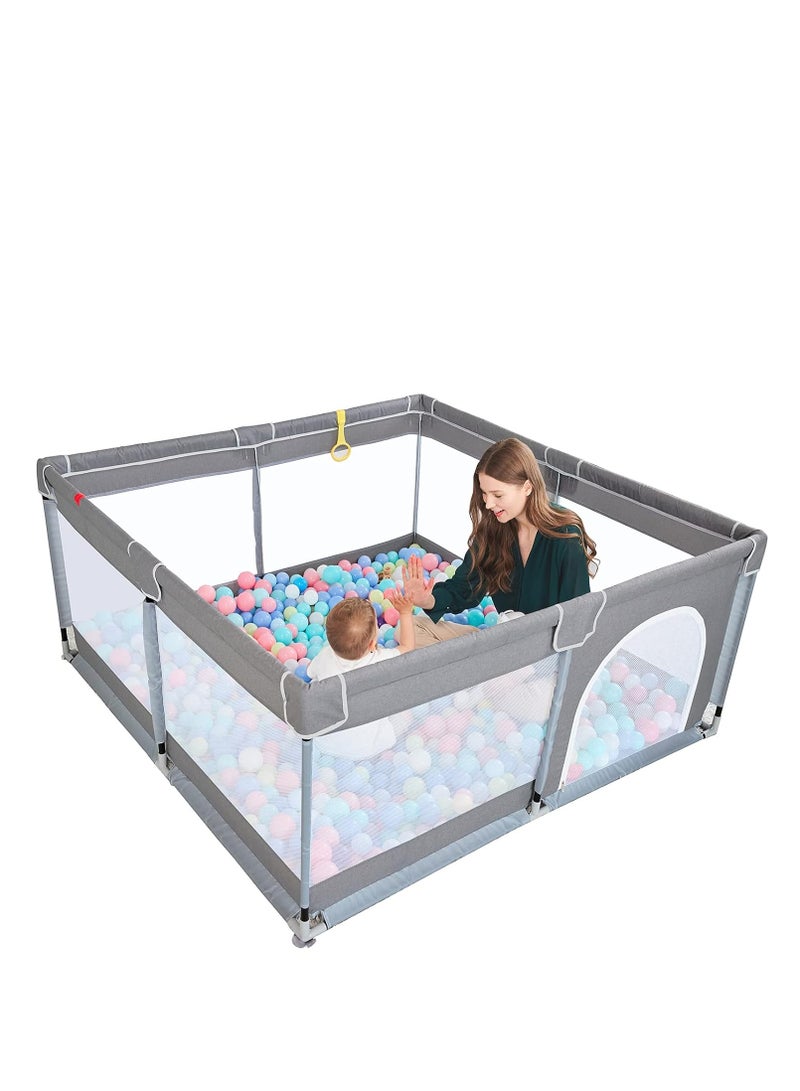 Baby Playpen for Babies and Toddlers,Kids Activity Play Center with Mesh Anti-Fall,Baby Play Yards, Safety Indoor Baby Fence Play Area（127*127*68cm） - Image 1