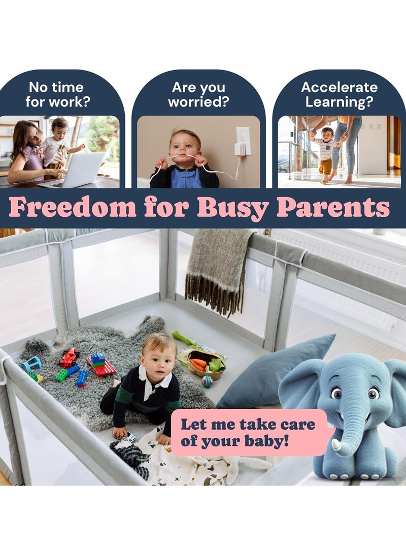 Baby Playpen for Babies and Toddlers,Kids Activity Play Center with Mesh Anti-Fall,Baby Play Yards, Safety Indoor Baby Fence Play Area（127*127*68cm） - Image 2