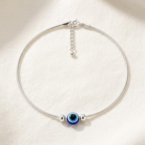 Parnika (Formerly MJ 925 Trendy Flexible Silver Payal (Anklets) in Pure 92.5 Sterling Silver for Girls/Women | Gift for Women and Girls | With Certificate of Authenticity | (Evil Eye - 1 Pc) - Image 3