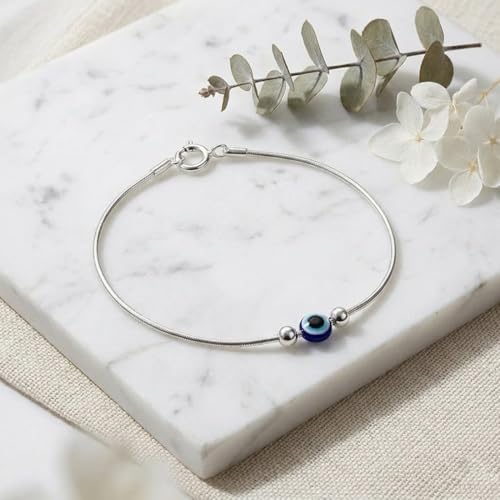 Parnika (Formerly MJ 925 Trendy Flexible Silver Payal (Anklets) in Pure 92.5 Sterling Silver for Girls/Women | Gift for Women and Girls | With Certificate of Authenticity | (Evil Eye - 1 Pc) - Image 5
