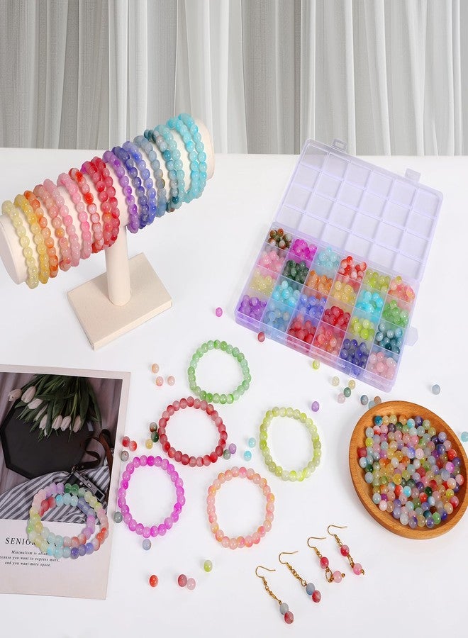 Teniinet 408 Pcs 8mm Glass Beads for Jewelry Making, 24 Colors Crystal Beads Bracelet Making Kit for DIY Crafts - Image 3