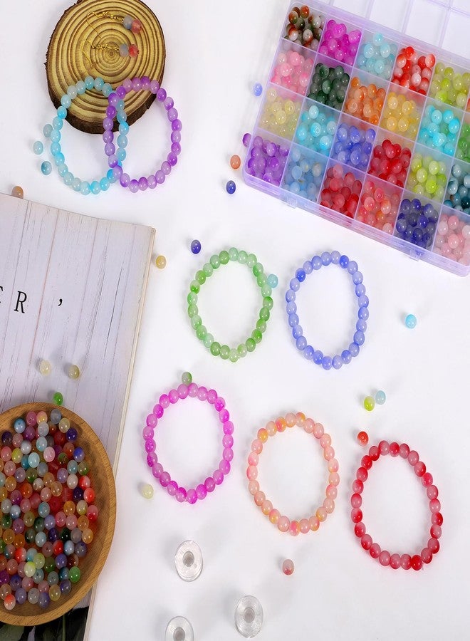 Teniinet 408 Pcs 8mm Glass Beads for Jewelry Making, 24 Colors Crystal Beads Bracelet Making Kit for DIY Crafts - Image 5
