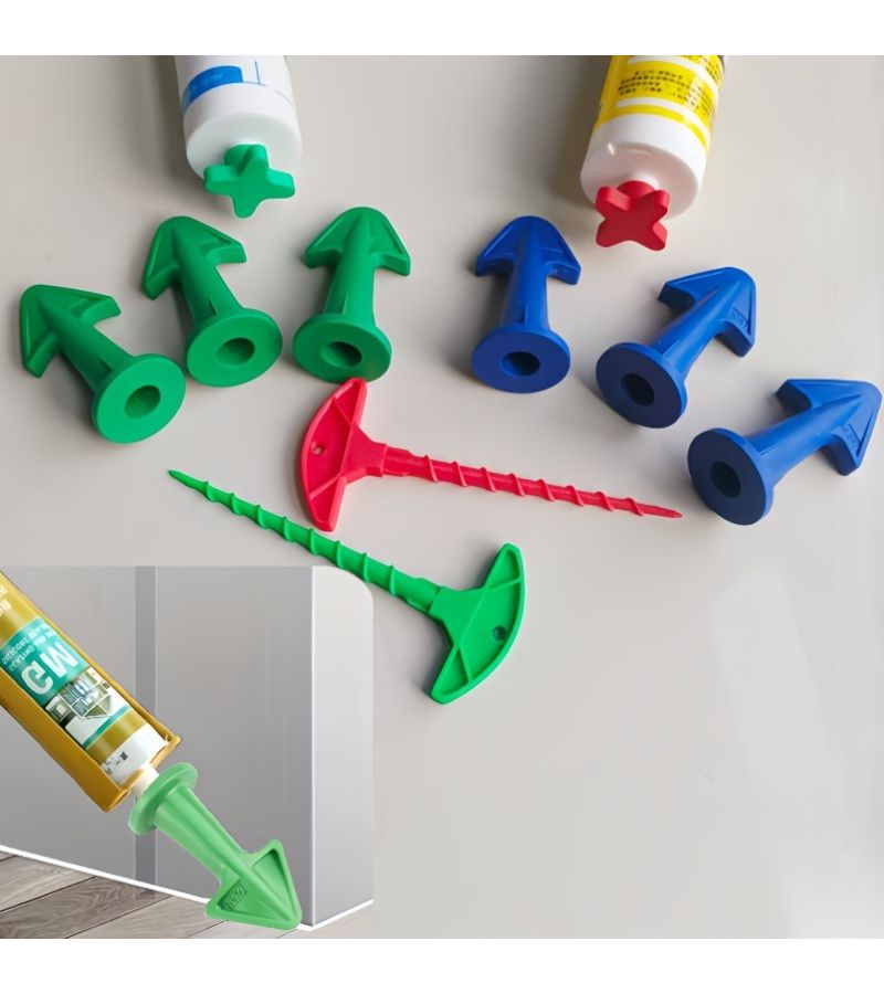 5 Pieces Caulking Tool Kit with 3 Green Nozzles 1 Drain Cleaner 1 Sealing Cap For Kitchen Bathroom Window Sink Faucet Sealing - Image 1