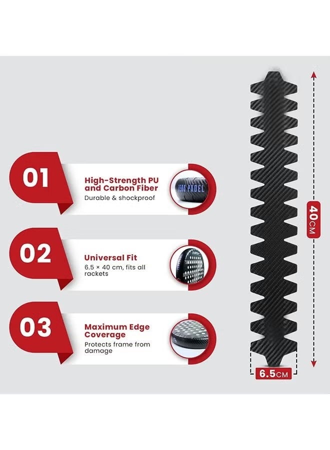 Happy D Racket Protector, Carbon Fiber Texture – Large | Lightweight & Durable for Maximum Edge Protection | Universal Fit, Easy to Apply - Image 4