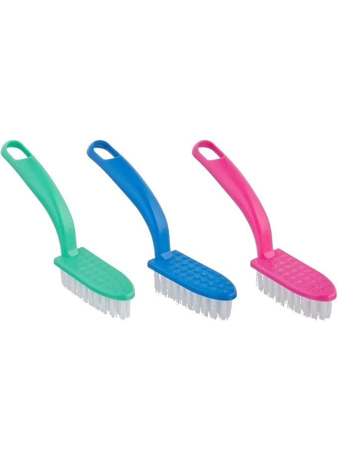 فرش تنظيف المطبخ والخضروات  – 3 قطع – فرش متعددة الاستخدام لتنظيف الأواني والفواكه والخضروات بمقبض مريح وشعيرات قوية - Image 1