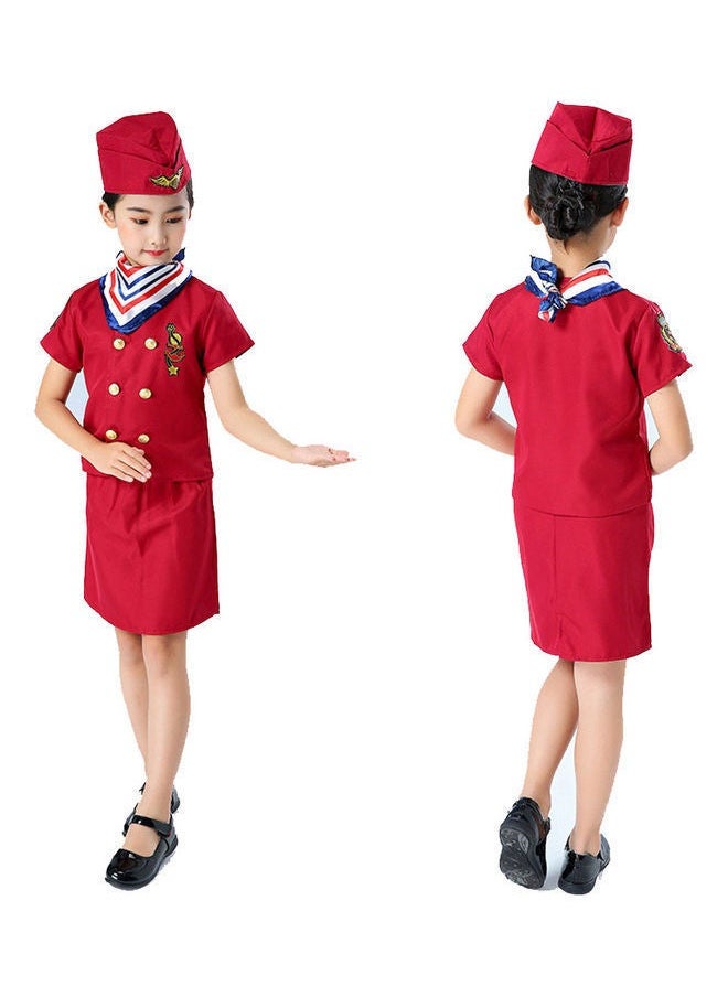 NIBEMINENT Children's Flight Attendant Clothes Little Pilot Cosplay Costume Set 110cm  - Image 1