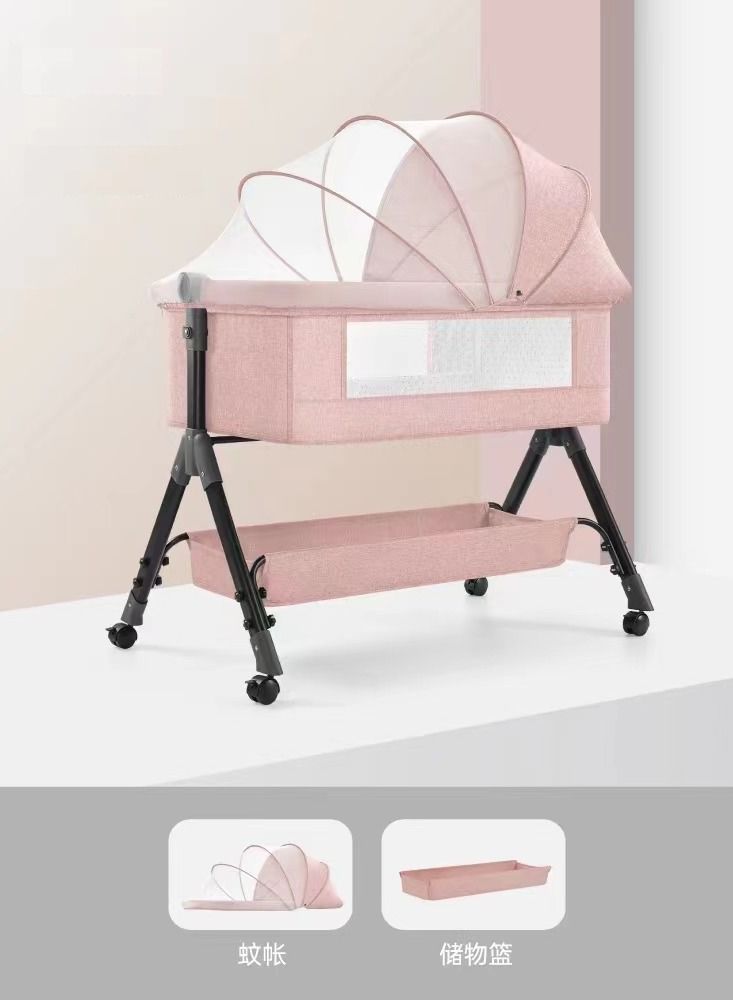 3 in 1 Baby Folding Crib Portable Cosleeping Bed With Adjustable Bedside And Sleeper 