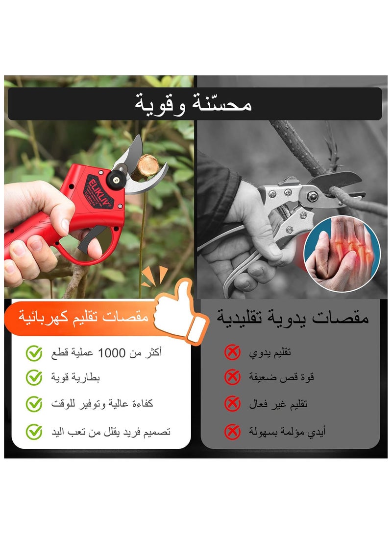 اليكليڤ مقص تقليم كهربائي، مقص تقليم كهربائي احترافي، مقص تقليم لاسلكي، مقص تقليم عالي السماكة قابل لإعادة الشحن، مقص تقليم احترافي 21 فولت لأغصان الأشجار والحديقة  - Image 5