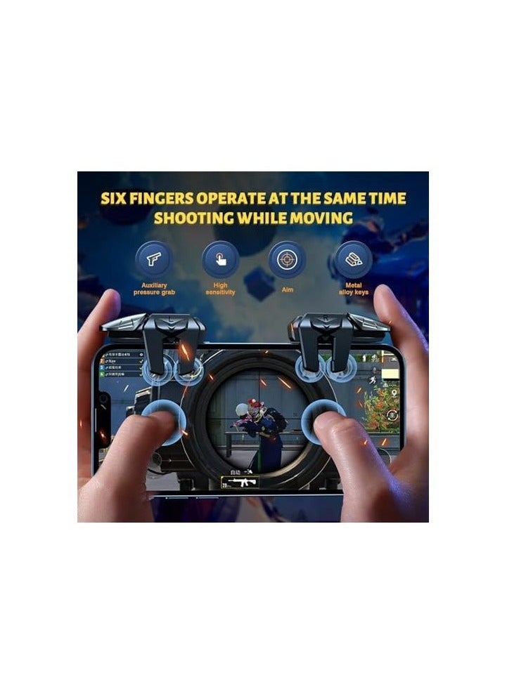Raxoom Promass Game Trigger - 2024 Upgrade Version PUBG Mobile Trigger Game Controller, 6 Finger Trigger Sensitive Shoot, Compatible with iPhone and Android Most Phones Support COD/PUBG/ROS/and more  - Image 2