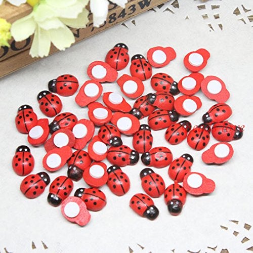 Shindel 100-Pack Wooden Ladybug Stickers, Self-Adhesive Realistic 3D Decor for DIY Crafts, Scrapbooks, Home Garden & Party Decoration - Image 5