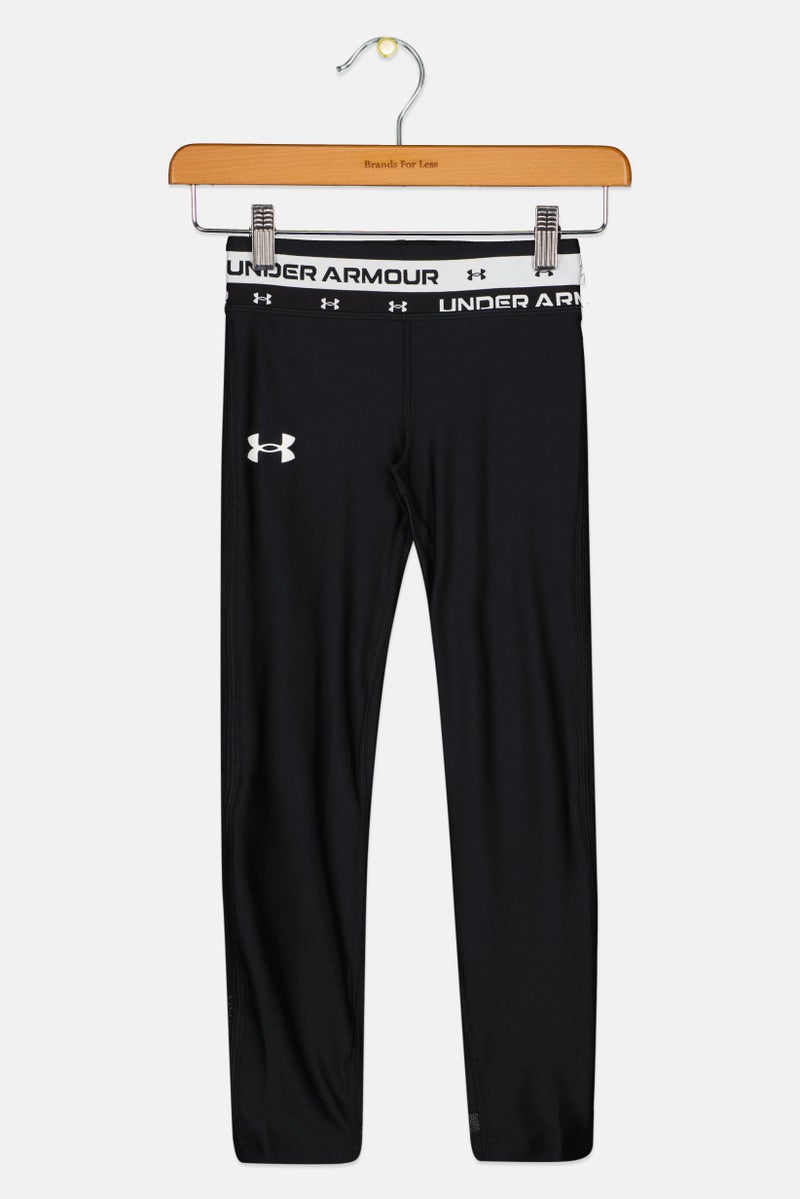 UNDER ARMOUR ليغينغز ضيقة للبنات مع شعار العلامة التجارية، أسود - Image 3