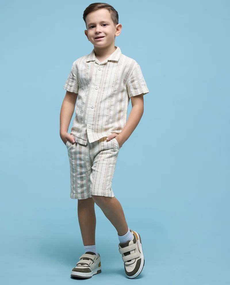R&b Striped Shirt and Shorts Set