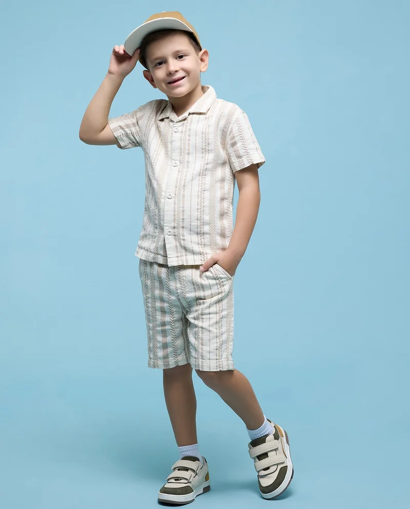 R&b Striped Shirt and Shorts Set