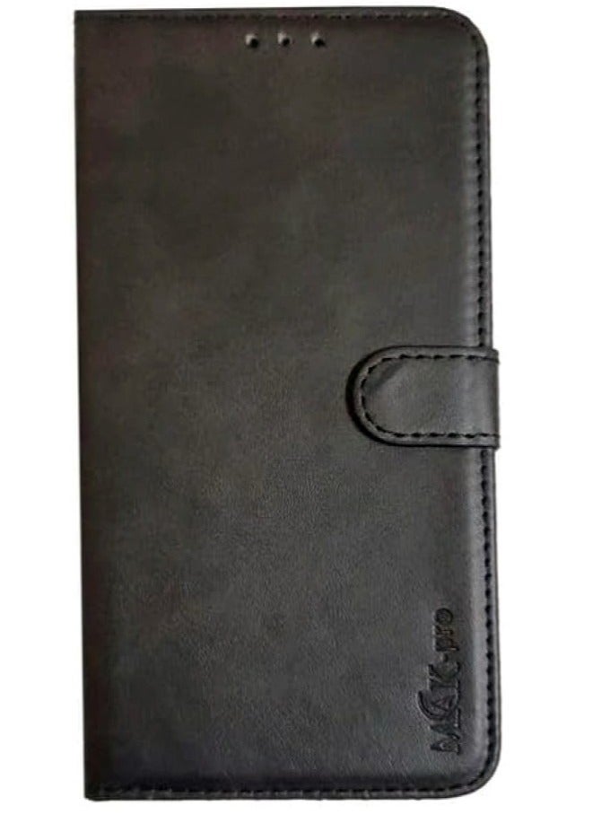 PU Leather Flip Wallet Case with Card Holder and Shockproof Phone Cover for Infinix Smart 5 - Black - Image 1