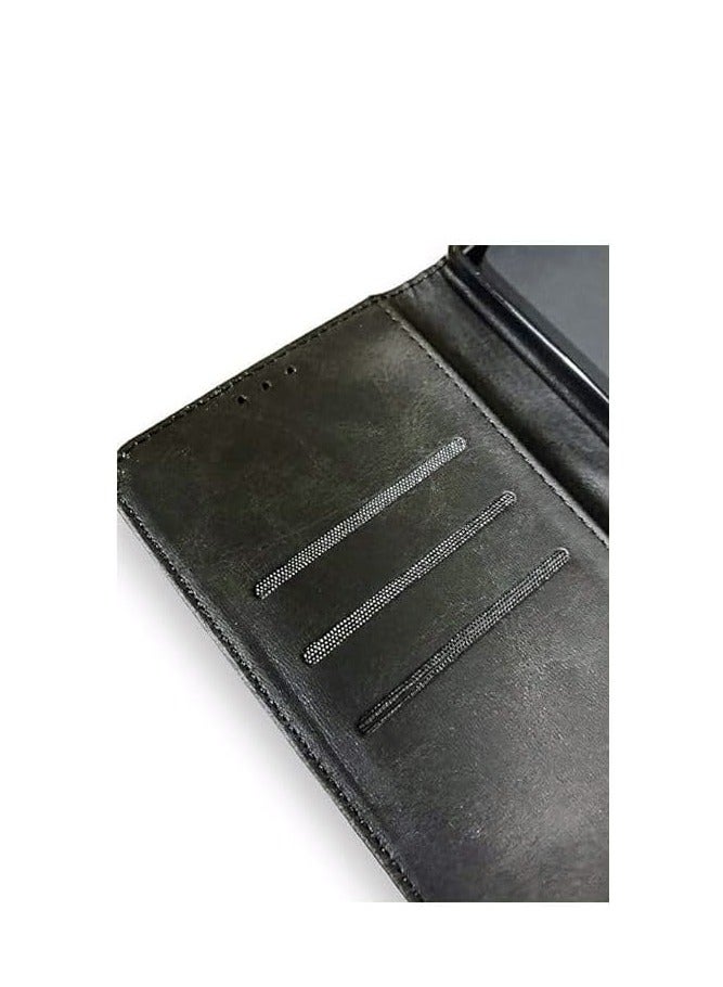 PU Leather Flip Wallet Case with Card Holder and Shockproof Phone Cover for Infinix Smart 5 - Black - Image 5