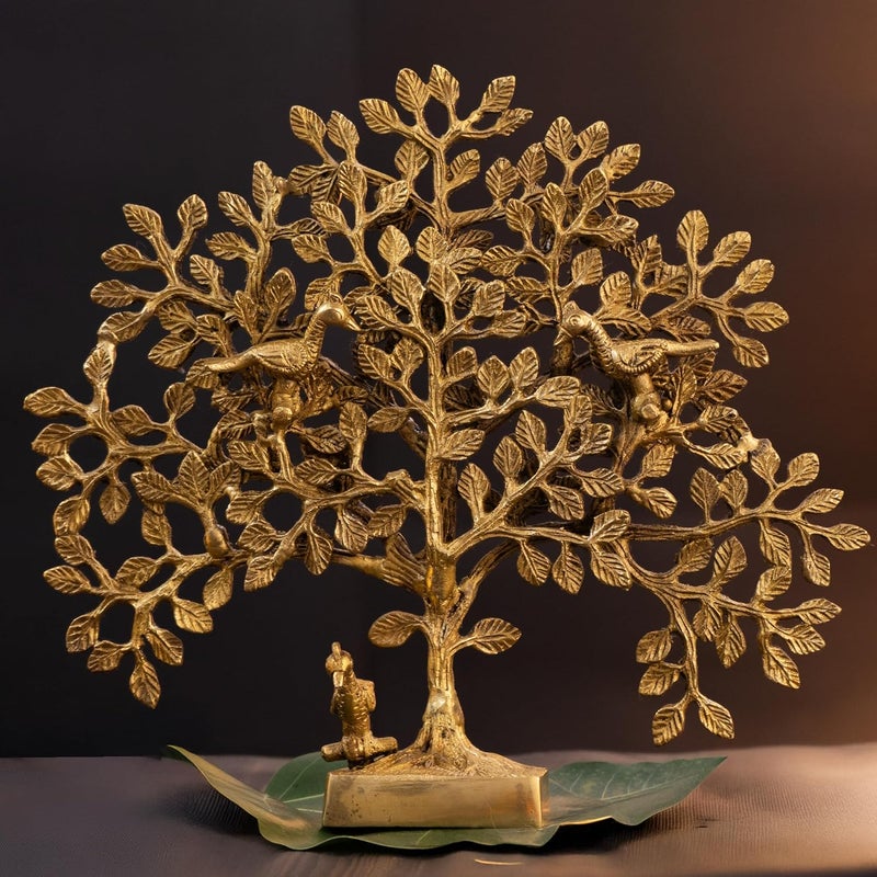 The Advitya Kalpvriksha Brass Tree Vastu Feng Shui Table Or Home Decor Showpiece Decorative Item for Wealth Good Luck Success Office Diwali Housewarming Gift Dhanteras 11 Inch - Image 1