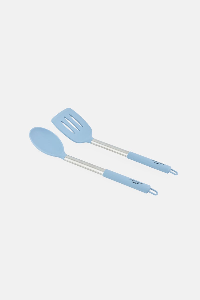 Phantom Chef مجموعة ملعقة ومغرفة سيليكون مشقوقة، أزرق رمادي - Image 2