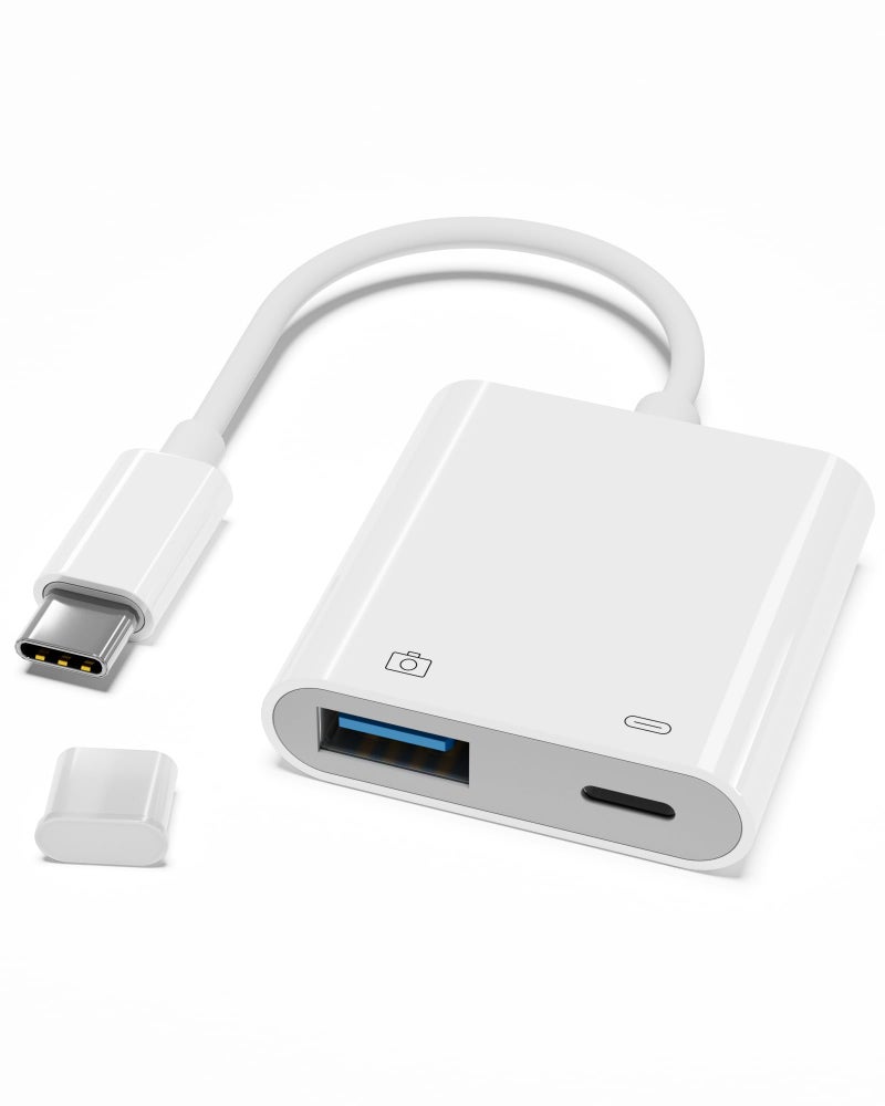 YOFEEPOP USB C to USB Camera Adapter with 30W PD Charging Port, OTG Cable Compatible with for iPhone 17/16/15 iPad Android Phone Tablet, USB 3.0 Female for Flash Drives, Keyboards, Mice, and More - Image 1