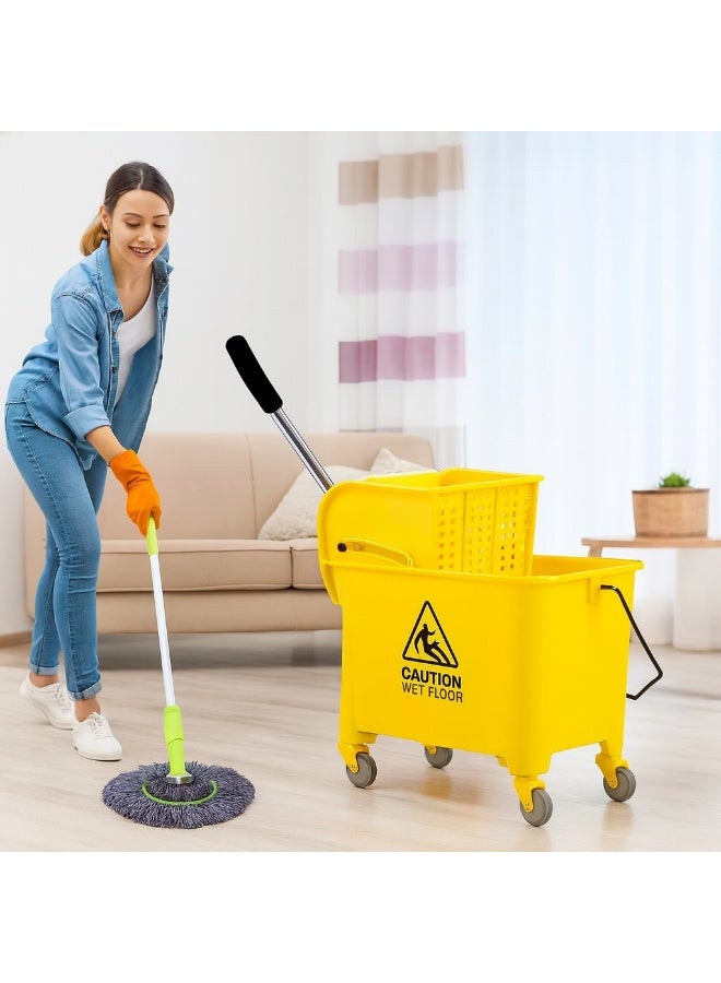 مورال دلو ممسحة بسعة 20 لتر مع عصارة وعجلات – دلو تنظيف متين بمقبض وعلامة تحذير – مثالي للاستخدام المنزلي والتجاري - Image 5