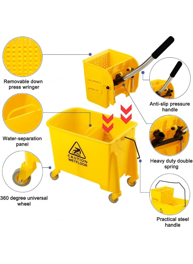 مورال دلو ممسحة بسعة 20 لتر مع عصارة وعجلات – دلو تنظيف متين بمقبض وعلامة تحذير – مثالي للاستخدام المنزلي والتجاري - Image 3
