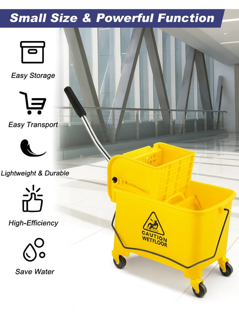 مورال دلو ممسحة بسعة 20 لتر مع عصارة وعجلات – دلو تنظيف متين بمقبض وعلامة تحذير – مثالي للاستخدام المنزلي والتجاري - Image 4