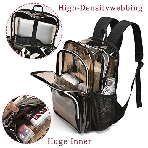 KUI WAN Clear Backpack, 15'' Clear Backpacks for School Heavy Duty See Through Bookbag Amber 0.6mm PVC Backpack for Men Women - Image 5