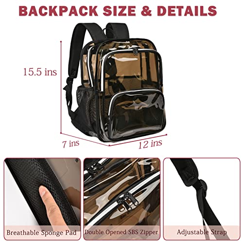 KUI WAN Clear Backpack, 15'' Clear Backpacks for School Heavy Duty See Through Bookbag Amber 0.6mm PVC Backpack for Men Women - Image 3