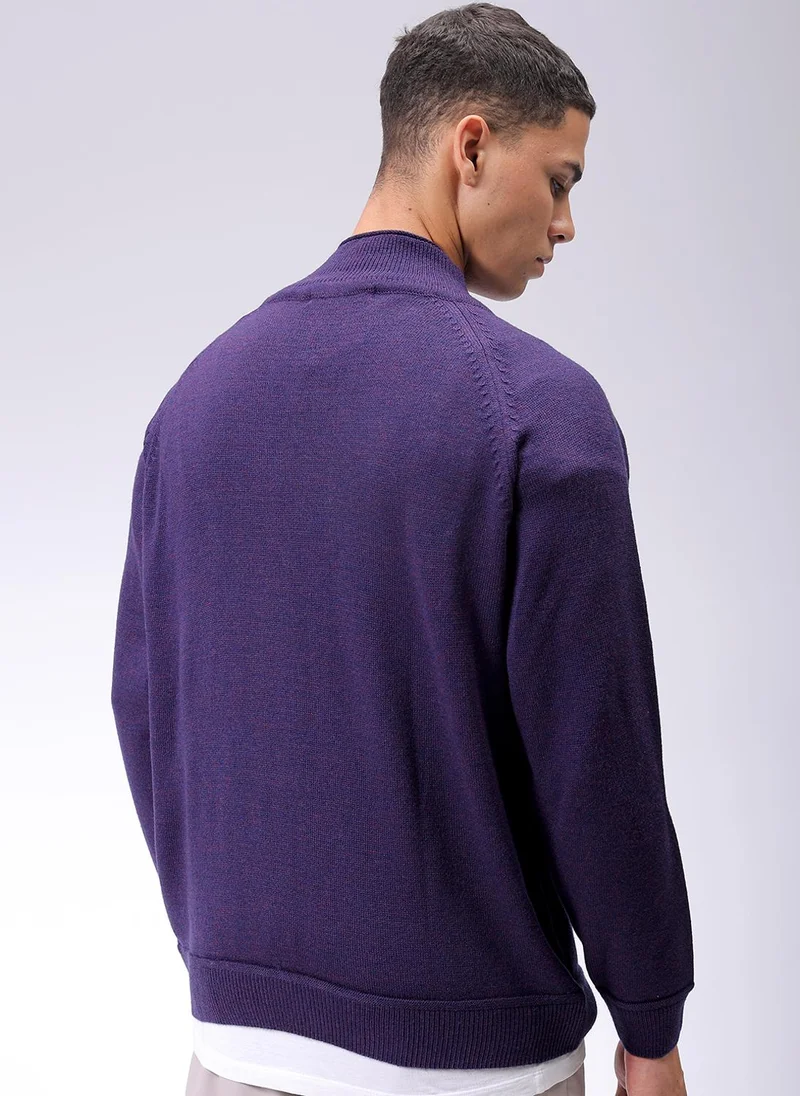 The Indian Garage Co Men Relaxed Fit Solid High Neck Sweater