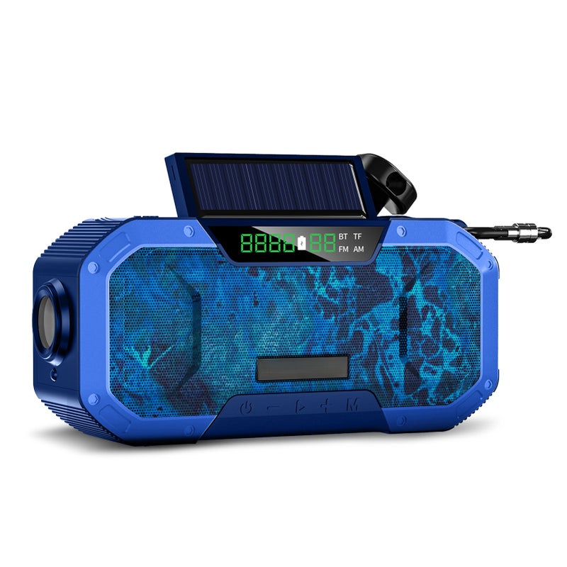 Emergency Radio: 5000mAh Blue Camouflage High Sensitivity AM/FM - 3-Way Charging BT Hand Crank Radio for Outdoor Emergency Survival & Home Use - Image 1